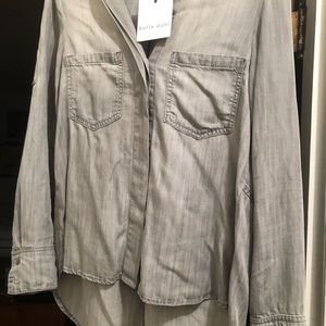 Bella Dahl grayish blue wash chambray shirt